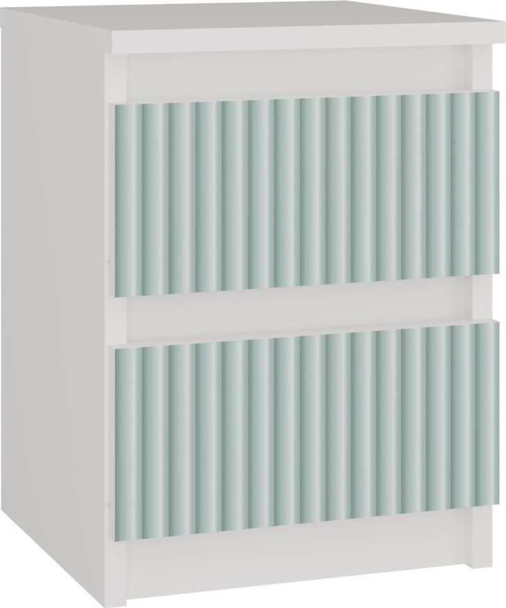 Topeshop Szafka nocna z szufladami, Malwa, 30x30x40 cm, biały, miętowy
