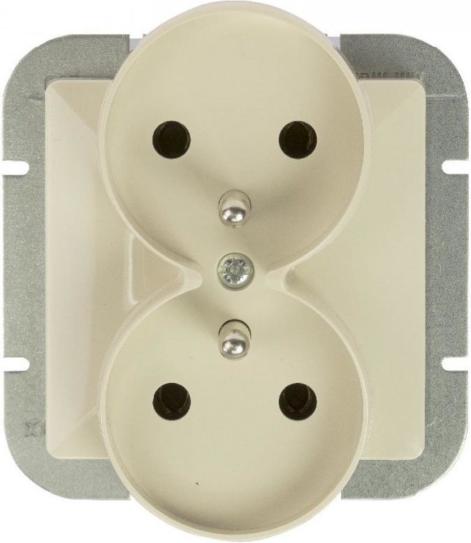 Abex Gniazdo podwójne p/t 2x2P+Z, 16A, 250V zaciski śrubowe do systemu ramkowego beż OPAL/PERŁA (PT-6 PR BEŻ)