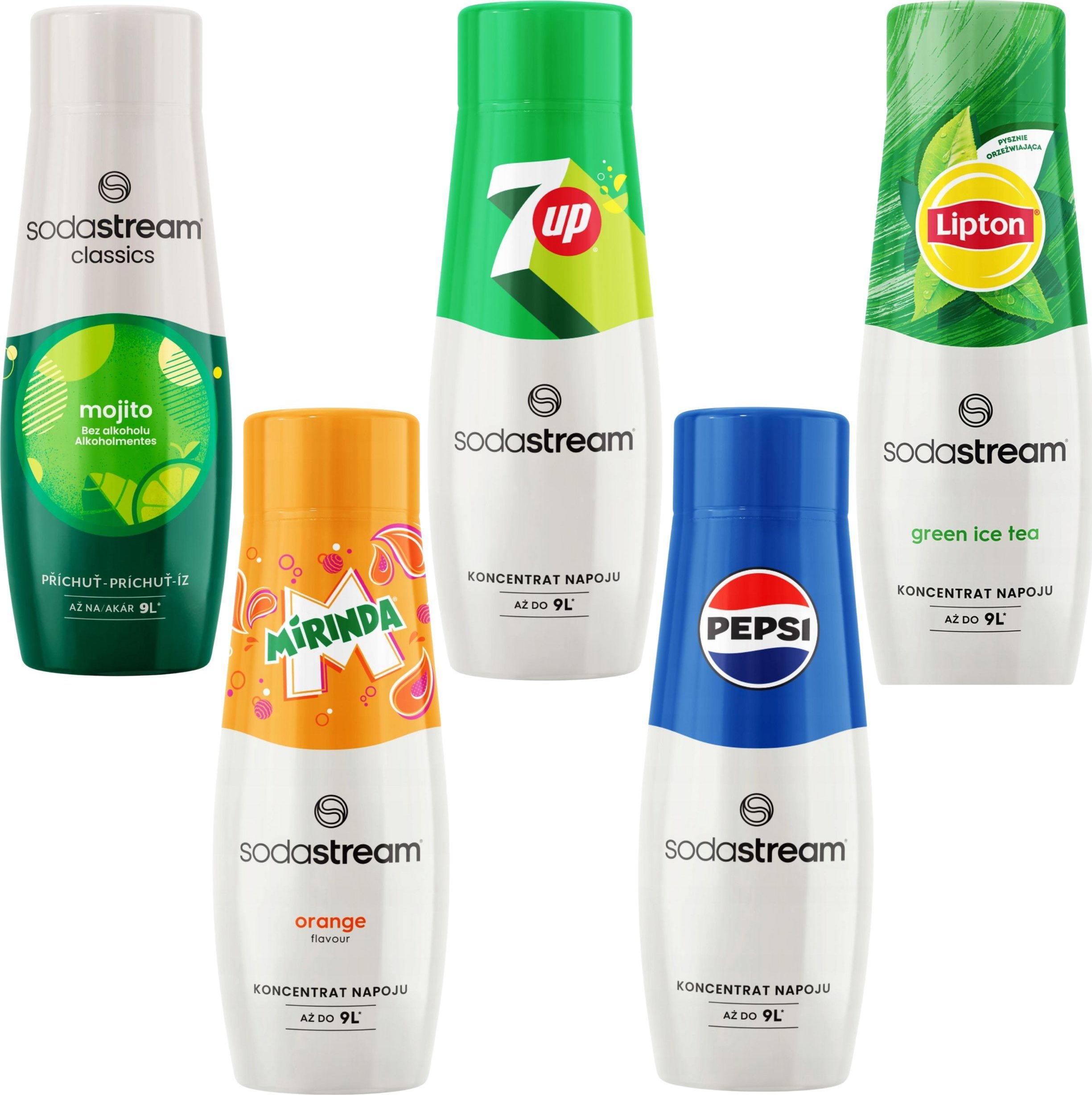 SODASTREAM Mojito+Mirinda+7Up+Pepsi+ Lipton Green Tea syropy do saturatora