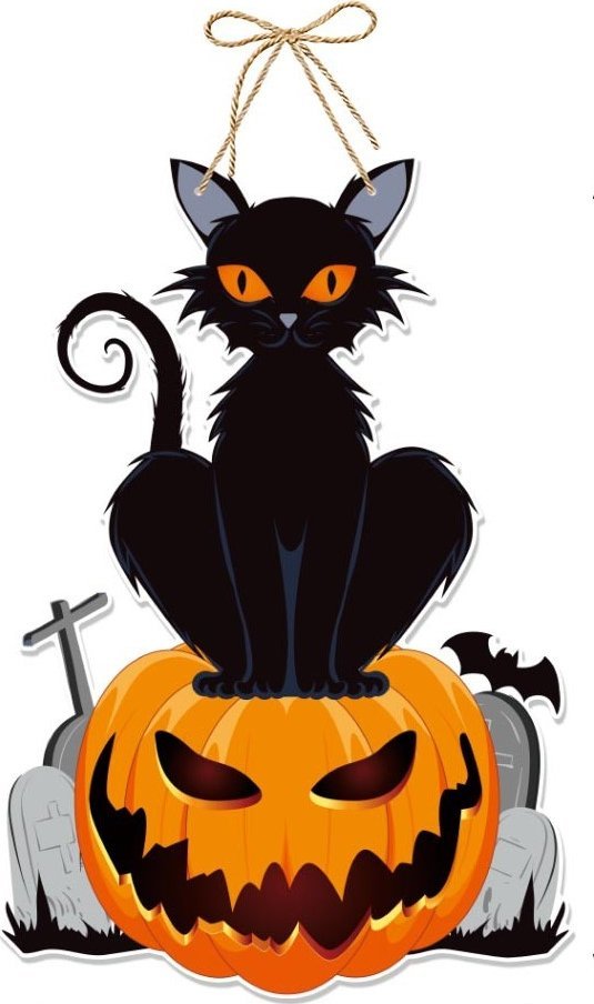 Korbi ZAWIESZKA HALLOWEEN DEKORACJA NA DRZWI WISZĄCA OZDOBA KOT DYNIA NAGROBEK 7