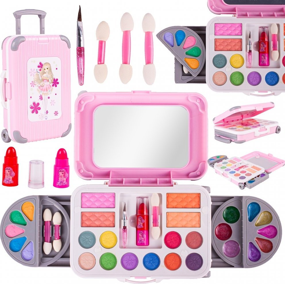 MalPlay Zestaw Kosmetyków Do Malowania Makijażu Dla Dzieci w Walizce na Kółkach