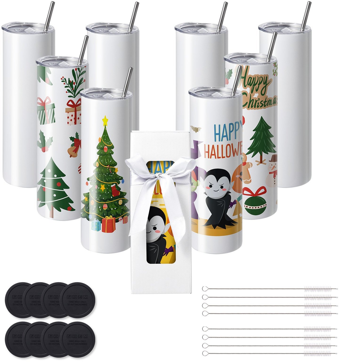 Kubki do sublimacji druku 8szt - stal nierdzewna podwójna ścianka