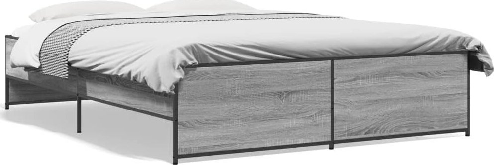 vidaXL vidaXL Rama łóżka, szary dąb sonoma, 150x200 cm