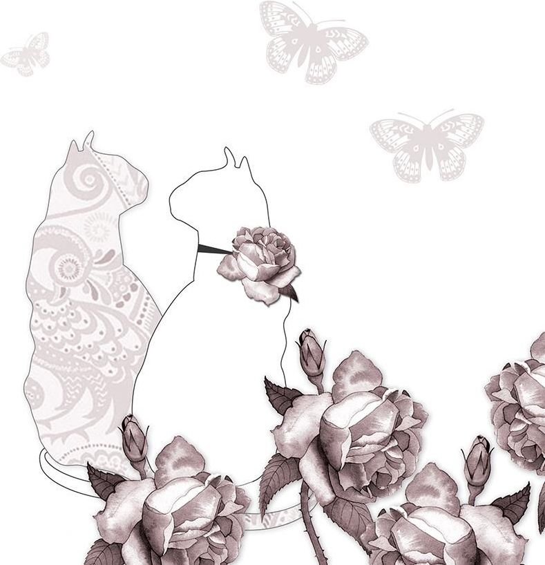 Clear Creation Karnet Swarovski kwadrat Koty i motyle (CL0101_BL)