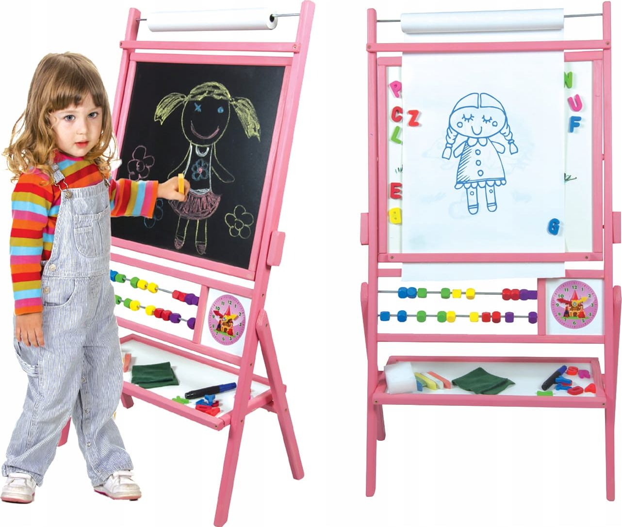 3toysm Duża Tablica Magnetyczna Kredowa 6W1 Obrotowa Tpr