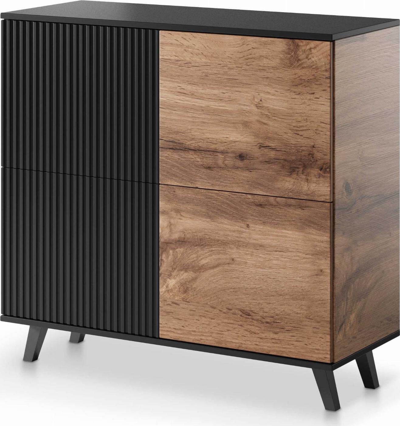 Halmar WNĘTRZARSKIE RANDOM KM-2 komoda dąb wotan/czarny (2p=1szt)