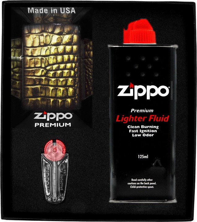 Zestaw ZIPPO Zapalniczka ALLIGATOR SKIN DESIGN Prezentowy No1