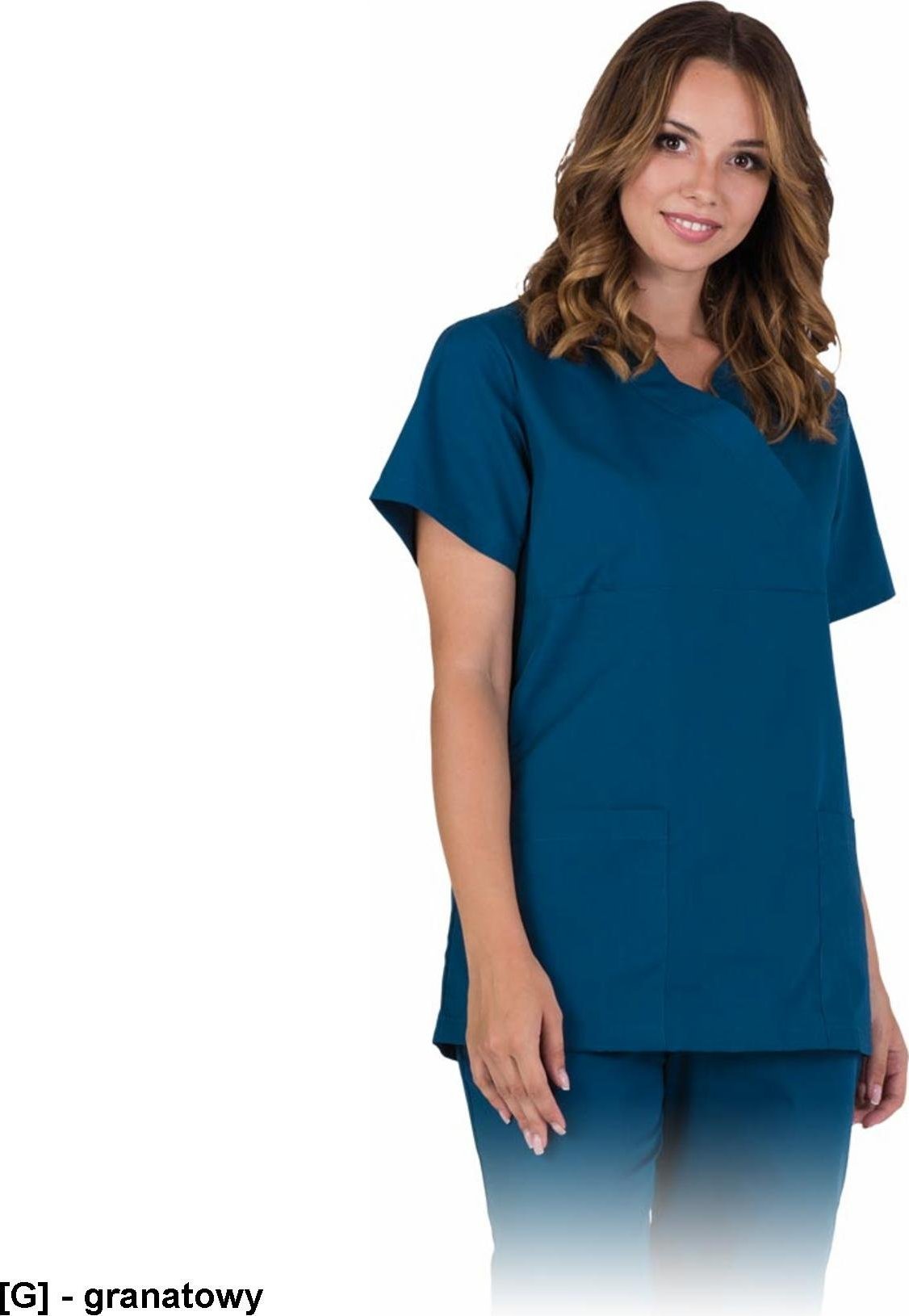 R.E.I.S. TRISTI-J - bluza damska ochronna z krótkim rękawem, 2 kieszenie, dekolt w szpic M