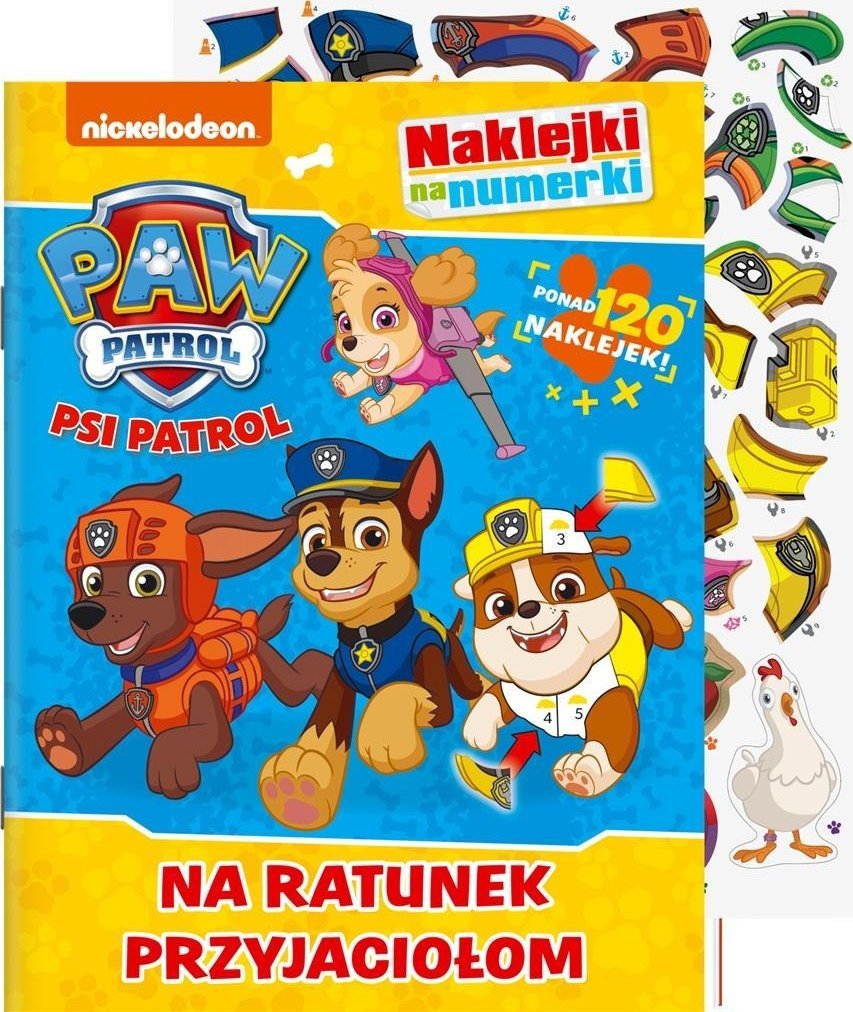 Psi Patrol. Naklejki na numerki. Na ratunek..