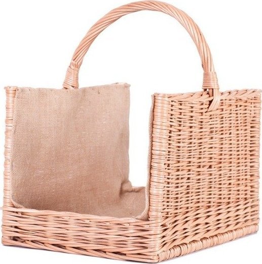 WickerPL Wiklinowy Kosz Kominkowy na Sklejce z Obszyciem Jutowym 45x30 H29 cm