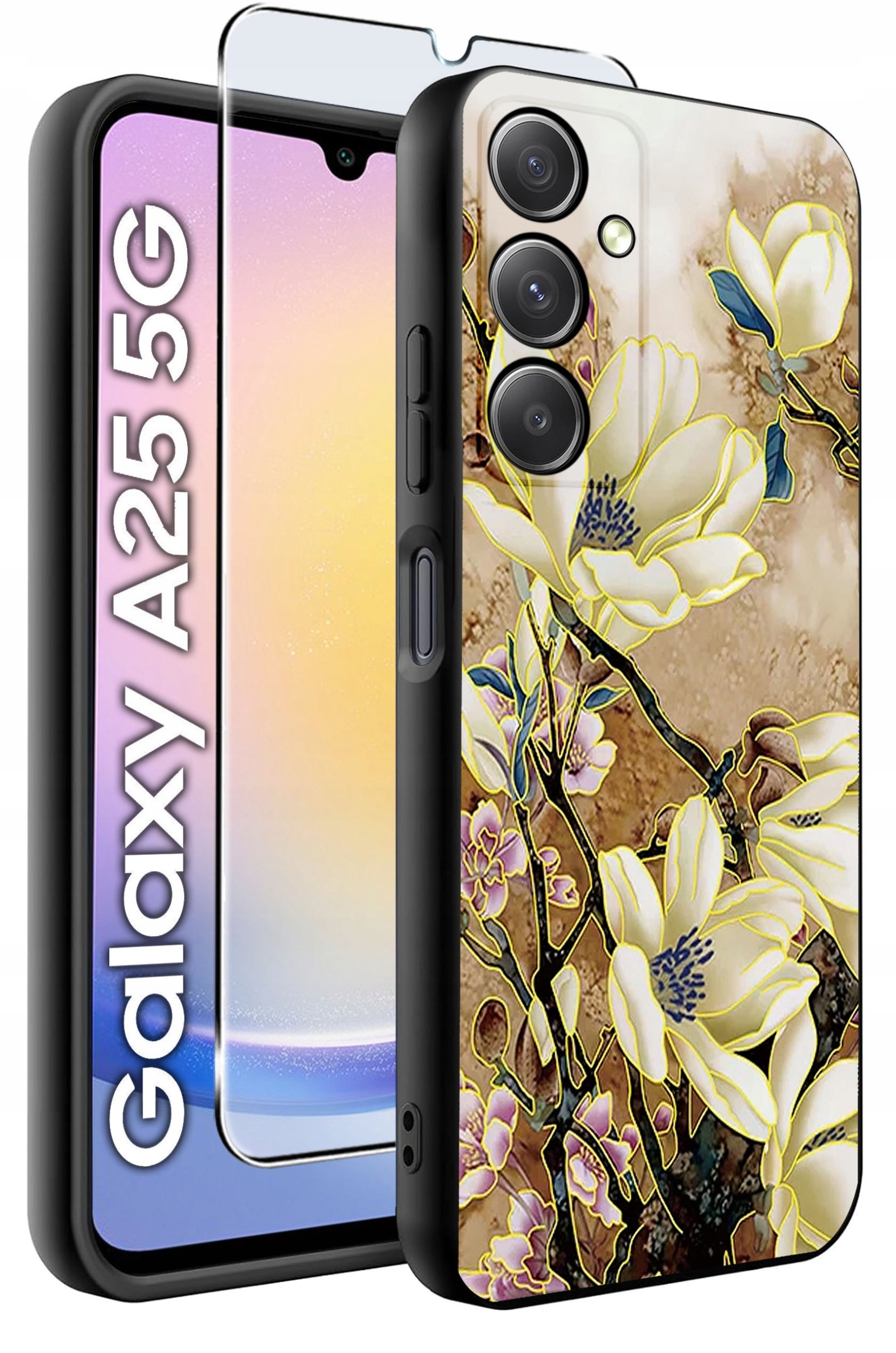 ETUI do Samsung A25 5G WZORY | SILIKONOWE MATT CASE + SZKŁO HARTOWANE 9H