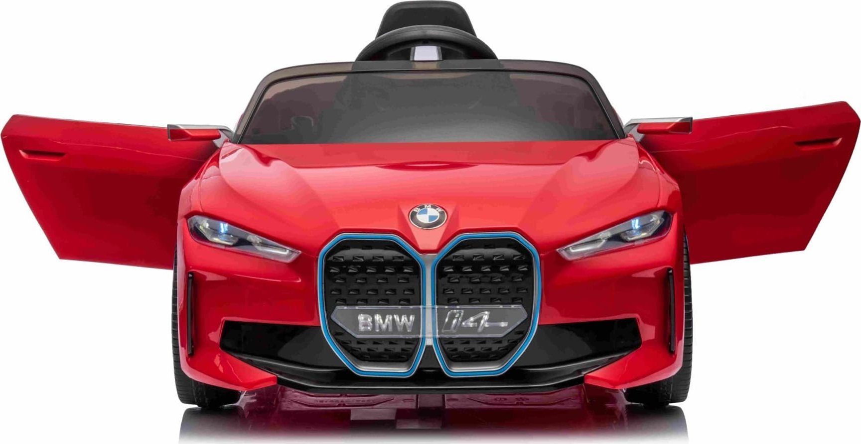 BMW Autko i4 na akumulator dla dzieci Czerwony + Wolny Start + EVA + Ekoskóra + Audio LED + Pilot