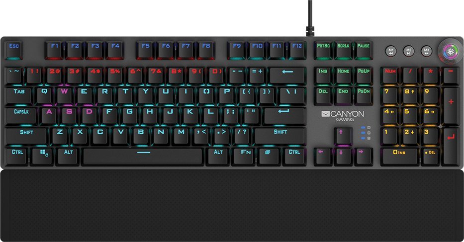 Klawiatura Canyon CANYON Klawiatura Nightflall GK-7,mech., LED, 1,6m, Ciemno Szara, US
