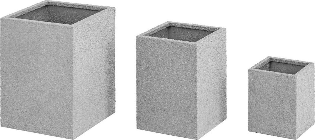 Royal Catering Zestaw 3 donic kwadratowych na taras do oranżerii - stal nierdzewna z piaskowcem