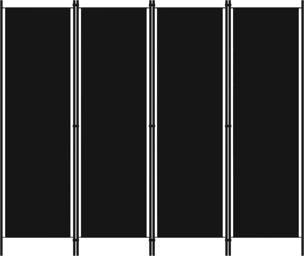vidaXL Parawan 4-panelowy, czarny, 200 x 180 cm