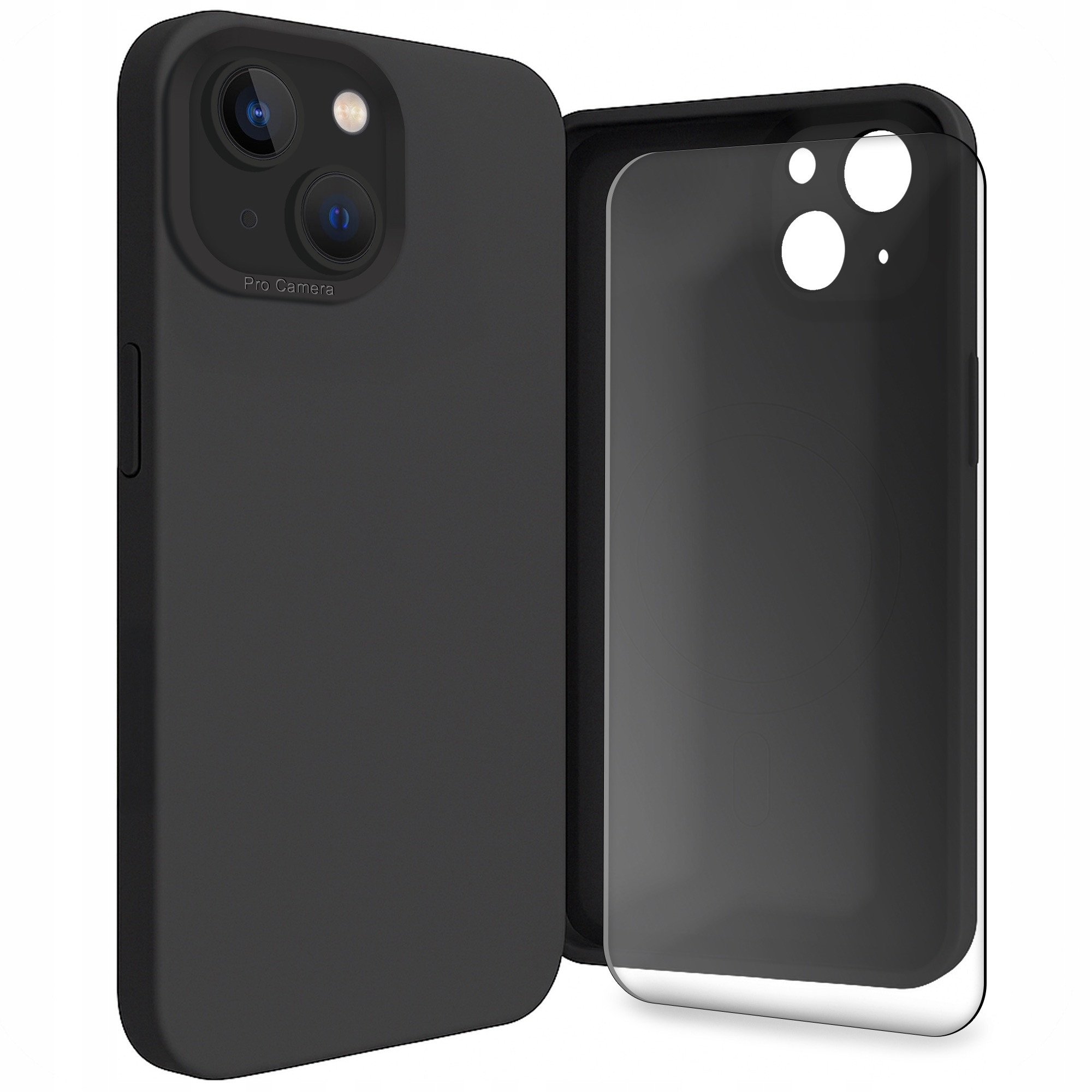 Etui do Apple iPhone 15 Plus (Do Magsafe, Osłona Kamery, Czarne) Szkło 9H