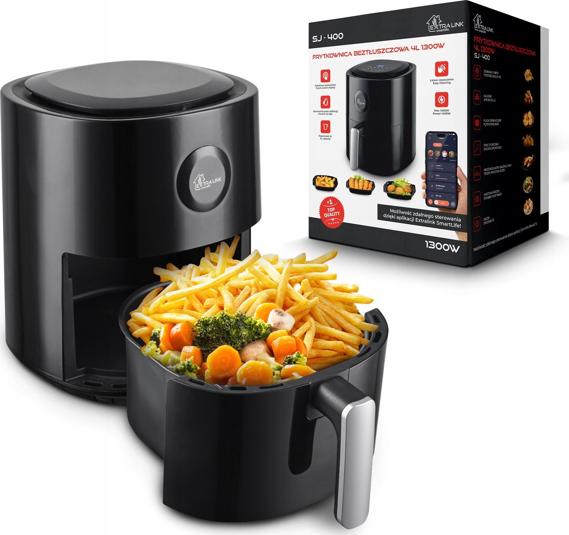 Extralink Smart Life Air Fryer SJ-400 4L EU | Frytkownica | 1300W, brak Wi-Fi