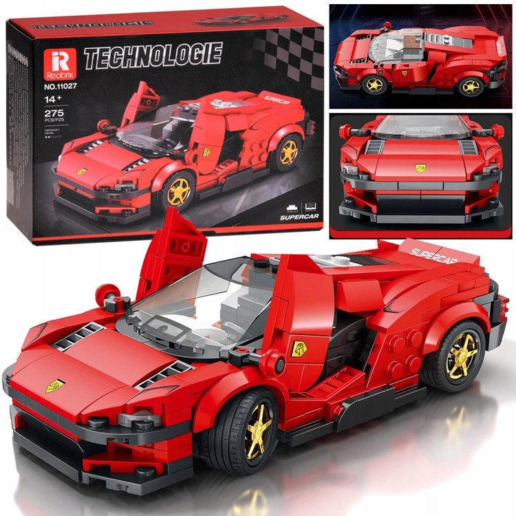 Klocki techniczne Futurystyczne auto CZERWONE drzwi unoszone 275-ele ZA5794 EDUKAMP