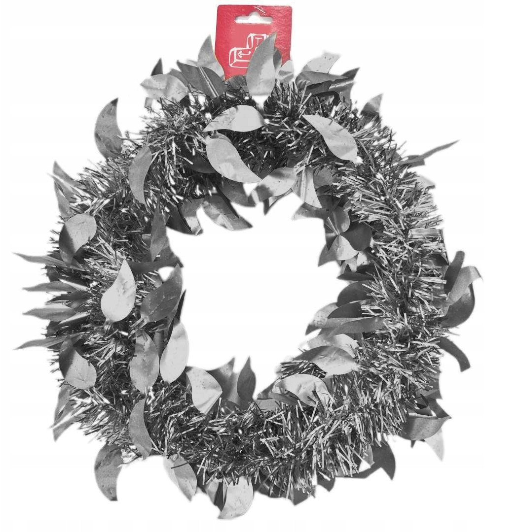 Łańcuch dekoracyjny matowy listki srebrny 230cm