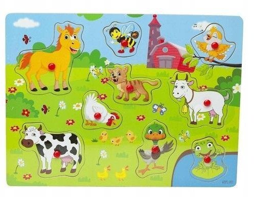 Puzzle drewniane z uchwytami wiejskie zwierzęta