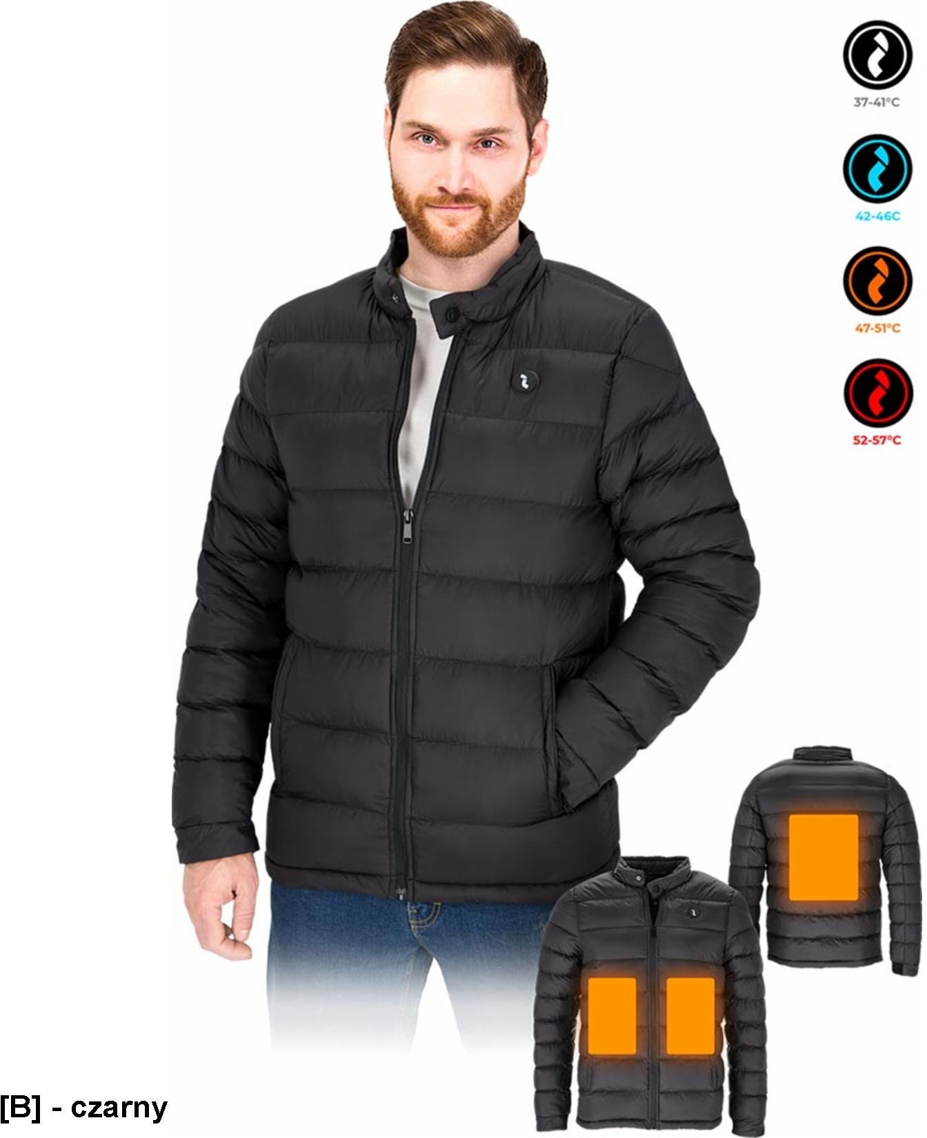 Kurtka męska Reis Pikowana kurtka ochronna ocieplany męska zamek błyskawiczny wodoodporny panele grzewcze 3 tryby powerbank USB A SLOP - B 3XL