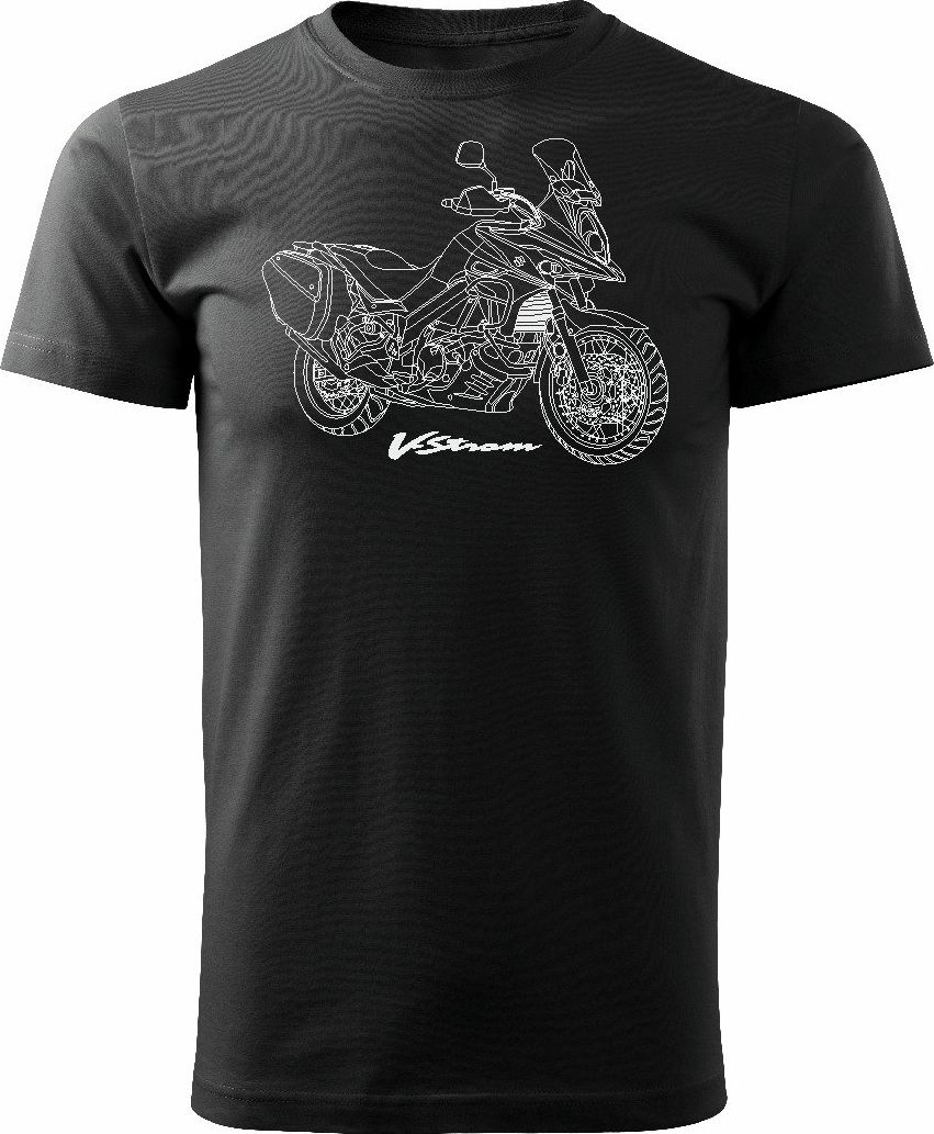 Topslang Koszulka motocyklowa z motocyklem Suzuki V-strom DL-650 męska czarna REGULAR XL