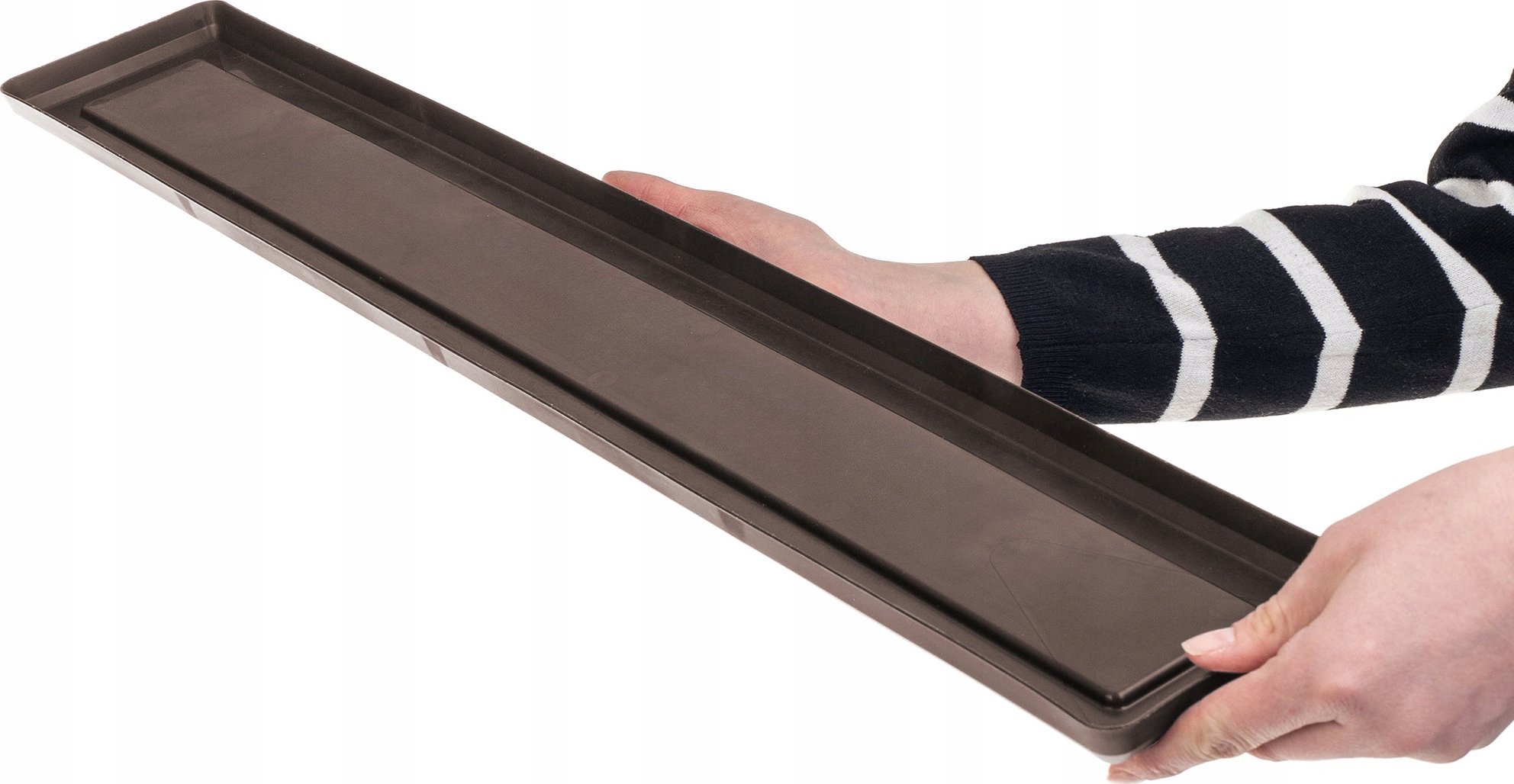 KADAX Podstawka Pod Doniczkę Donicę 80cm Tacka Prostokątna mokka Plastikowa