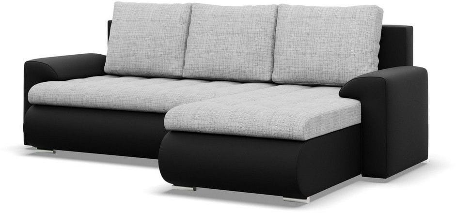 Narożnik rozkładany, prawy, Bosco, plecionka, ekoskóra, 230x159x89 cm, jasny szary, czarny | TYLETEGOTU