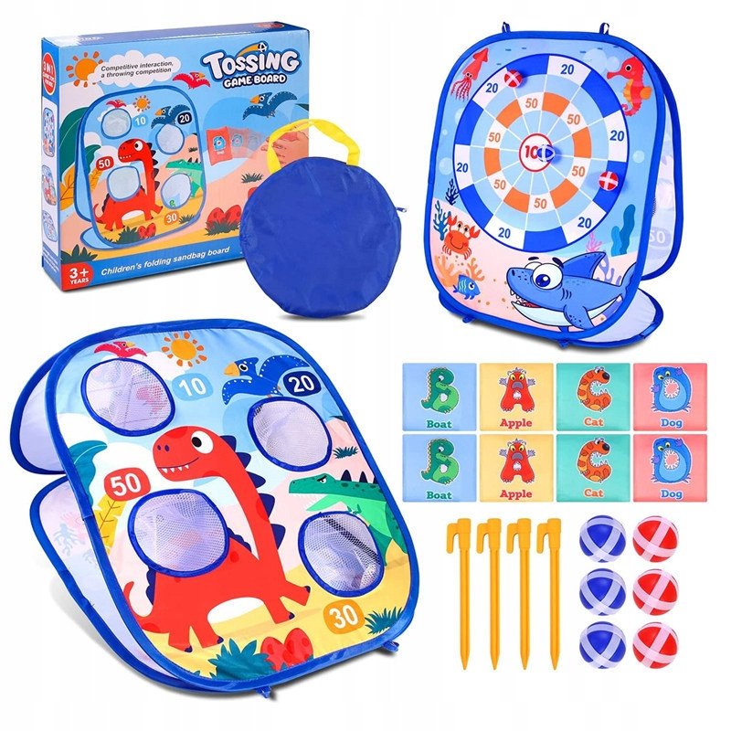 Gra Zręcznościowa Rzutki Rzucanie Woreczkami Piłeczkami Do Celu Tarcza 3w1