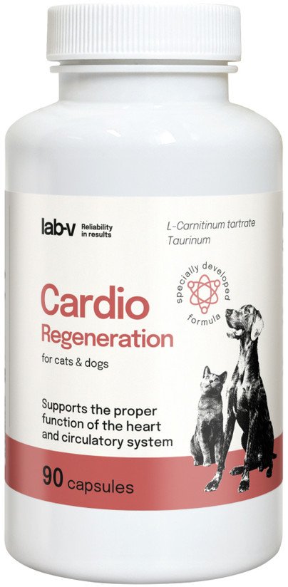 LAB-V Cardio Regeneration Wsparcie prawidłowego funkcjonowania pracy serca i układu krążenia dla psów i kotów 90 kapsułek