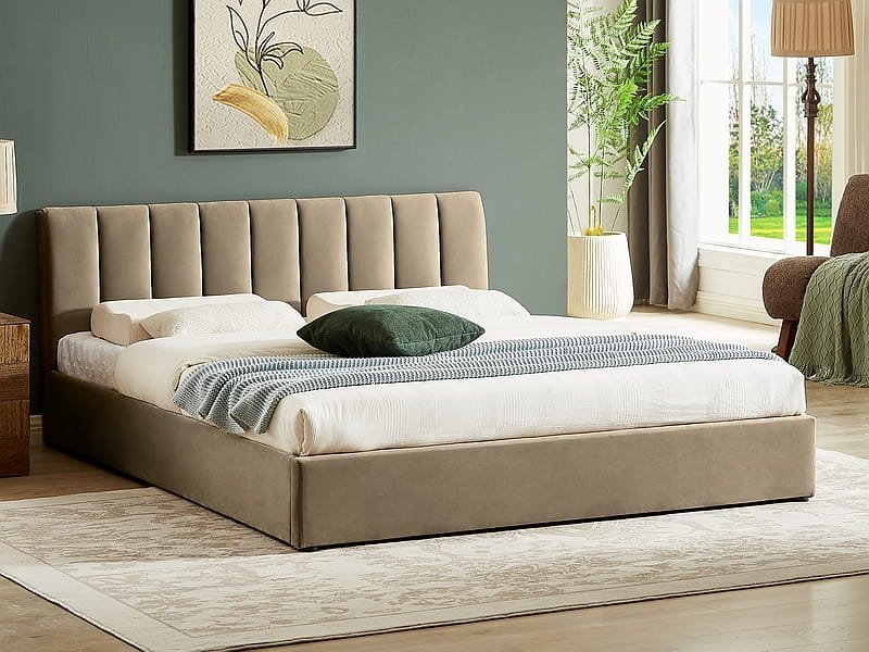 Signal Łóżko tapicerowane MONTREAL VELVET 160x200 beżowe