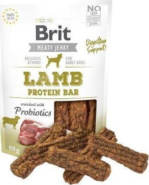 Brit MEATY JERKY Suszone Mięso Lamb Protein Bar JAGNIĘCINA 80g