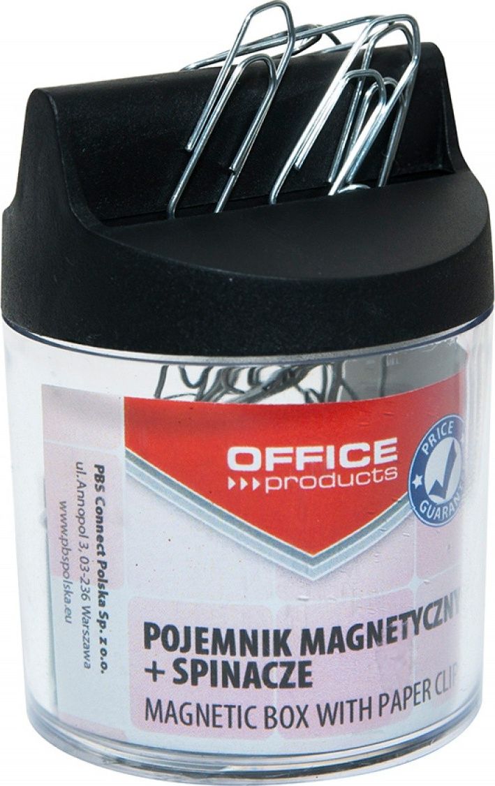 Office Products Pojemnik magn. na spinacze OFFICE PRODUCTS, okrągły, ze spinaczami, transparentny