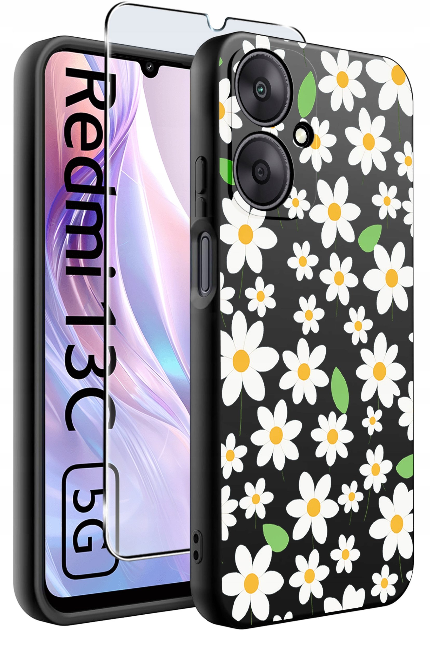 ETUI do Xiaomi Redmi 13C 5G WZORY |SILIKONOWE MATT CASE +SZKŁO HARTOWANE 9H