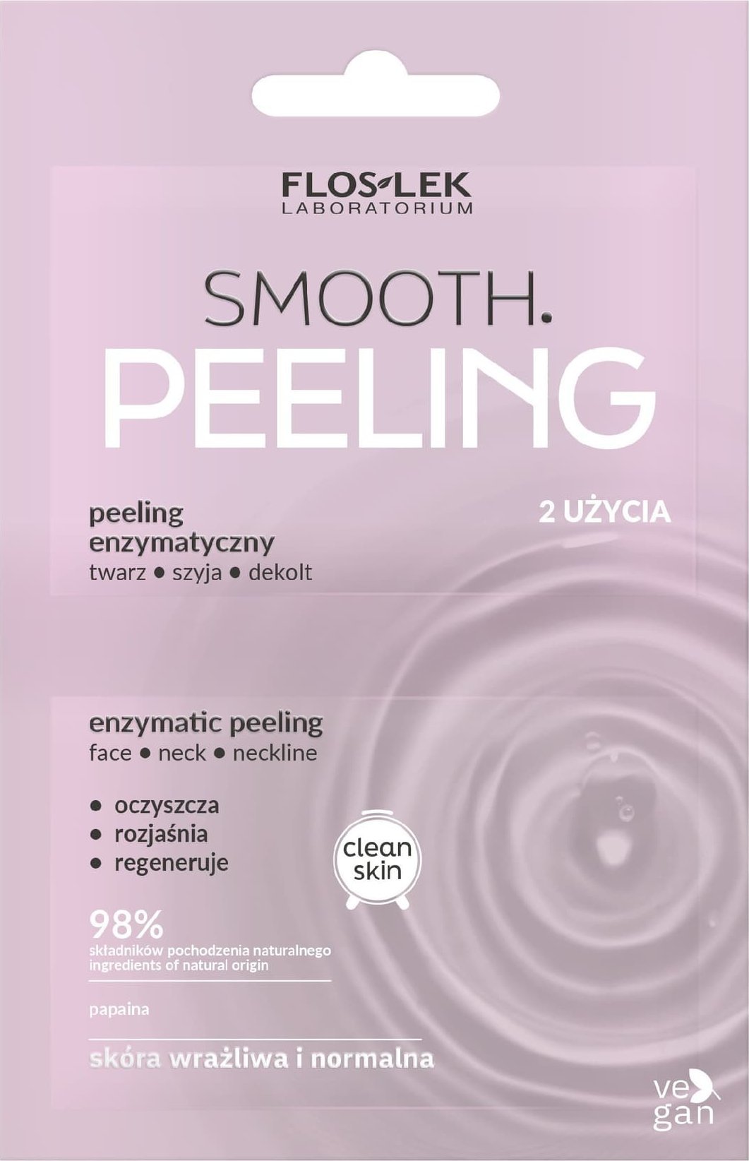 Floslek FLOSLEK Clean Skin Peeling enzymatyczny Smooth na twarz,szyję i dekolt - skóra normalna i wrażliwa 2x4ml