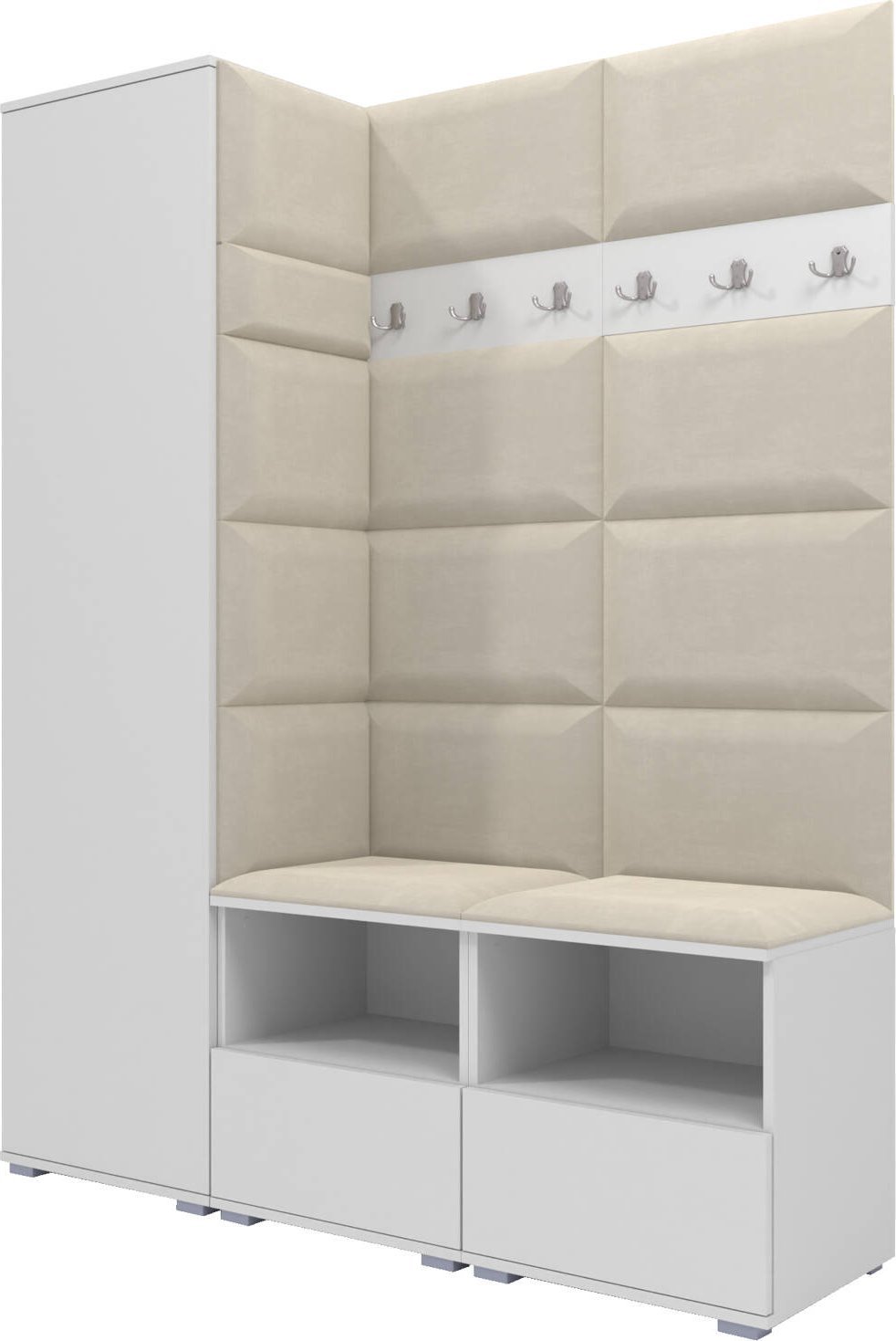 Ravio Tapicerowana garderoba Nela II - kolor biały + tkanina Trinity 01