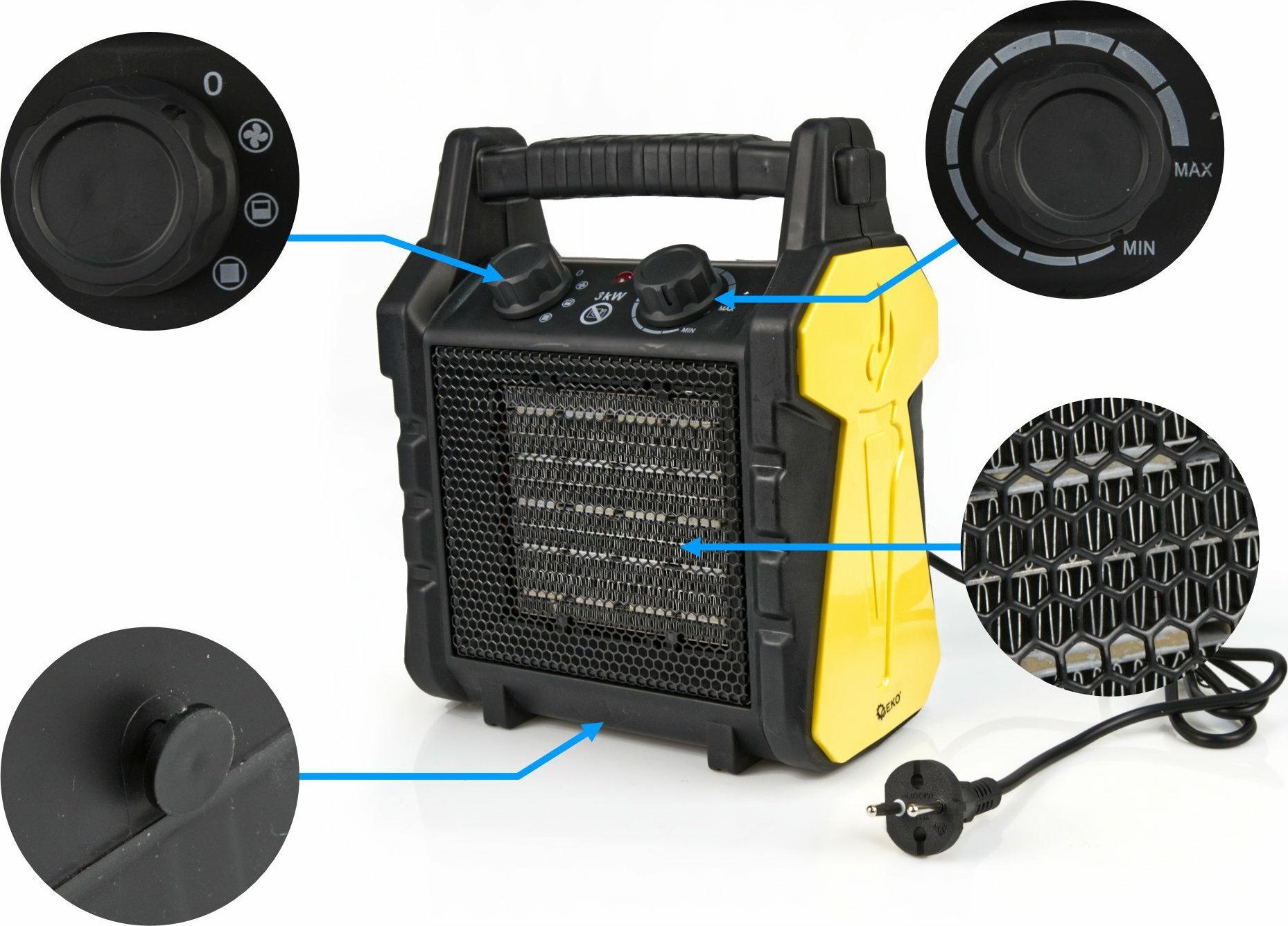 Geko Nagrzewnica elektryczna ceramiczna - grzejnik 3KW (1)