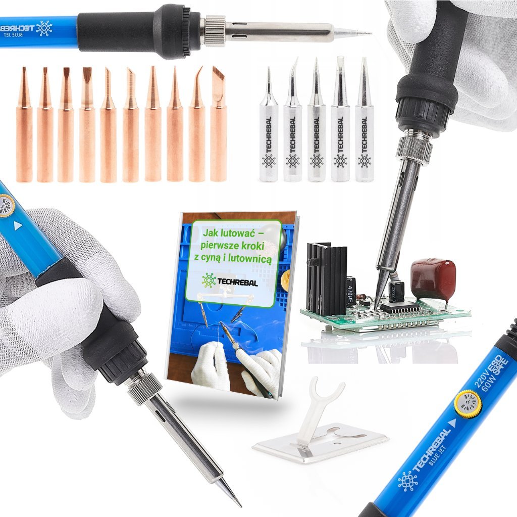 Precyzyjna Lutownica Kolbowa Blue Jet 60W z Regulacją Temperatury + 15 Grotów