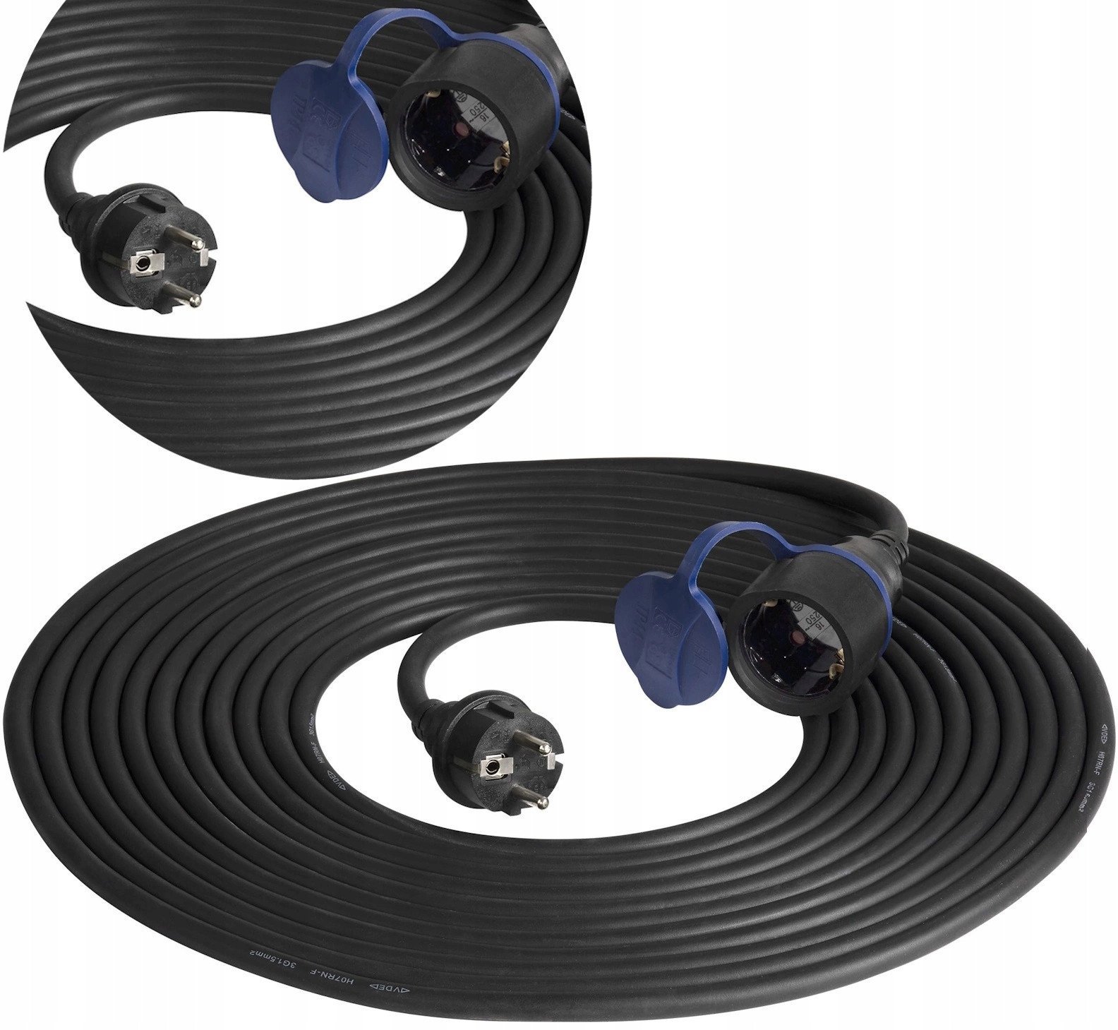Przedłużacz warsztatowy bryzgoszczelny IP44, 1x2P+Z 10m,kabel gumowy olejoodporny H07RN-F 3x1,5mm?, 230VAC/16A, schuko