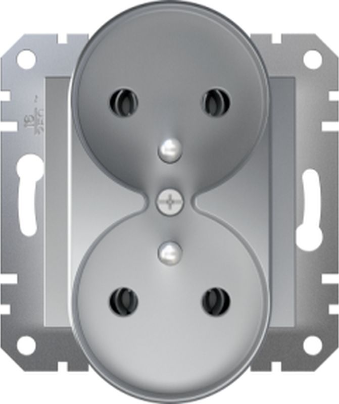 Schneider Electric Asfora Gniazdo podwójne z/u bez ramki aluminium EPH9810261