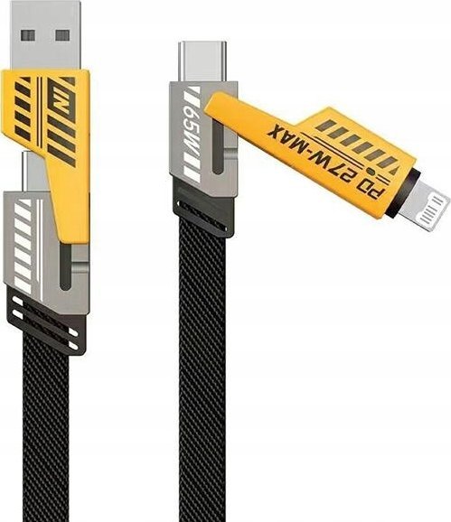 Kabel USB Awei USB-A + USB-C - USB-C + Lightning 1.2 m Czarny (AWEI192)