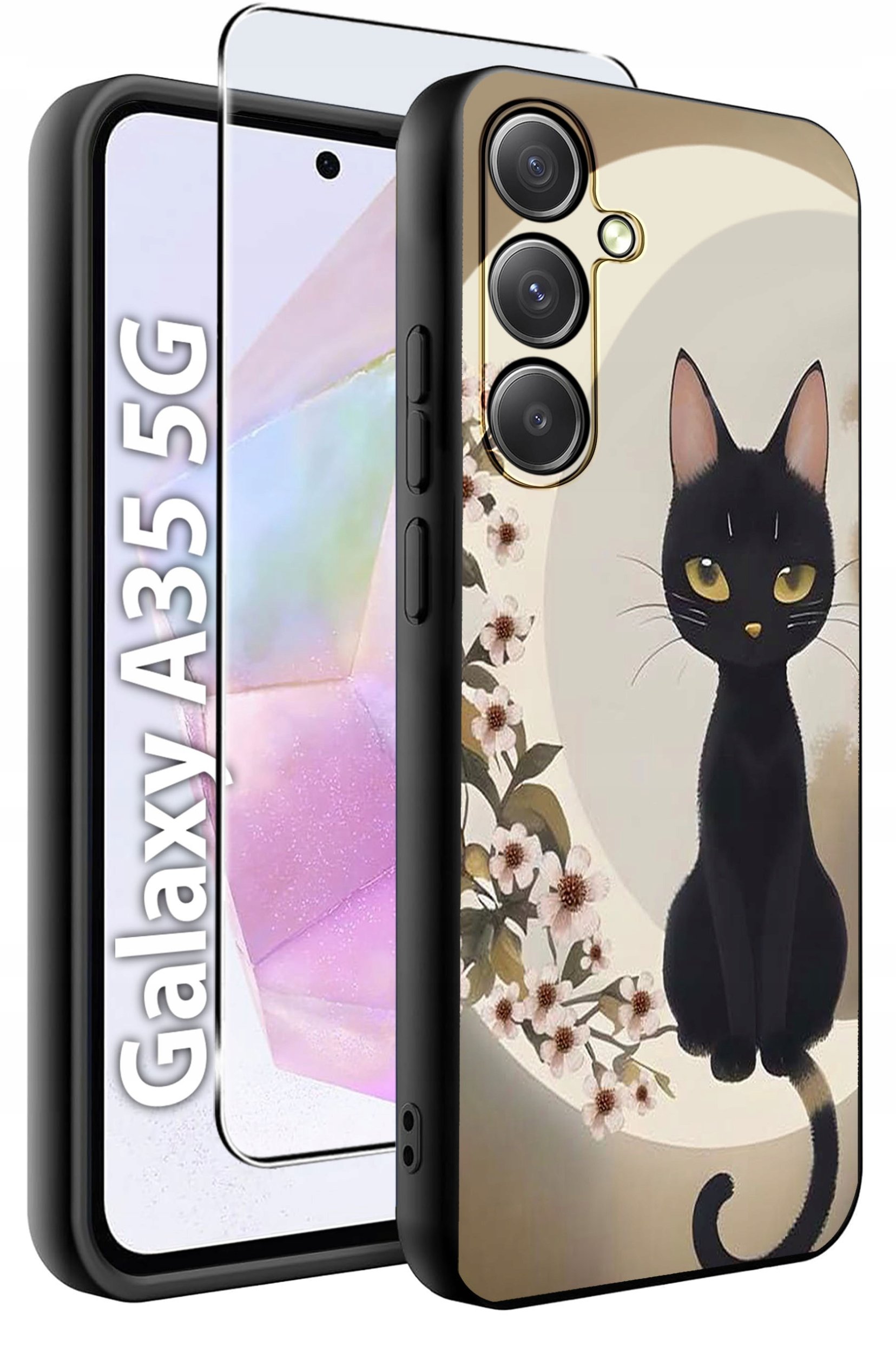 ETUI do Samsung A35 5G WZORY | SILIKONOWE MATT CASE + SZKŁO HARTOWANE 9H