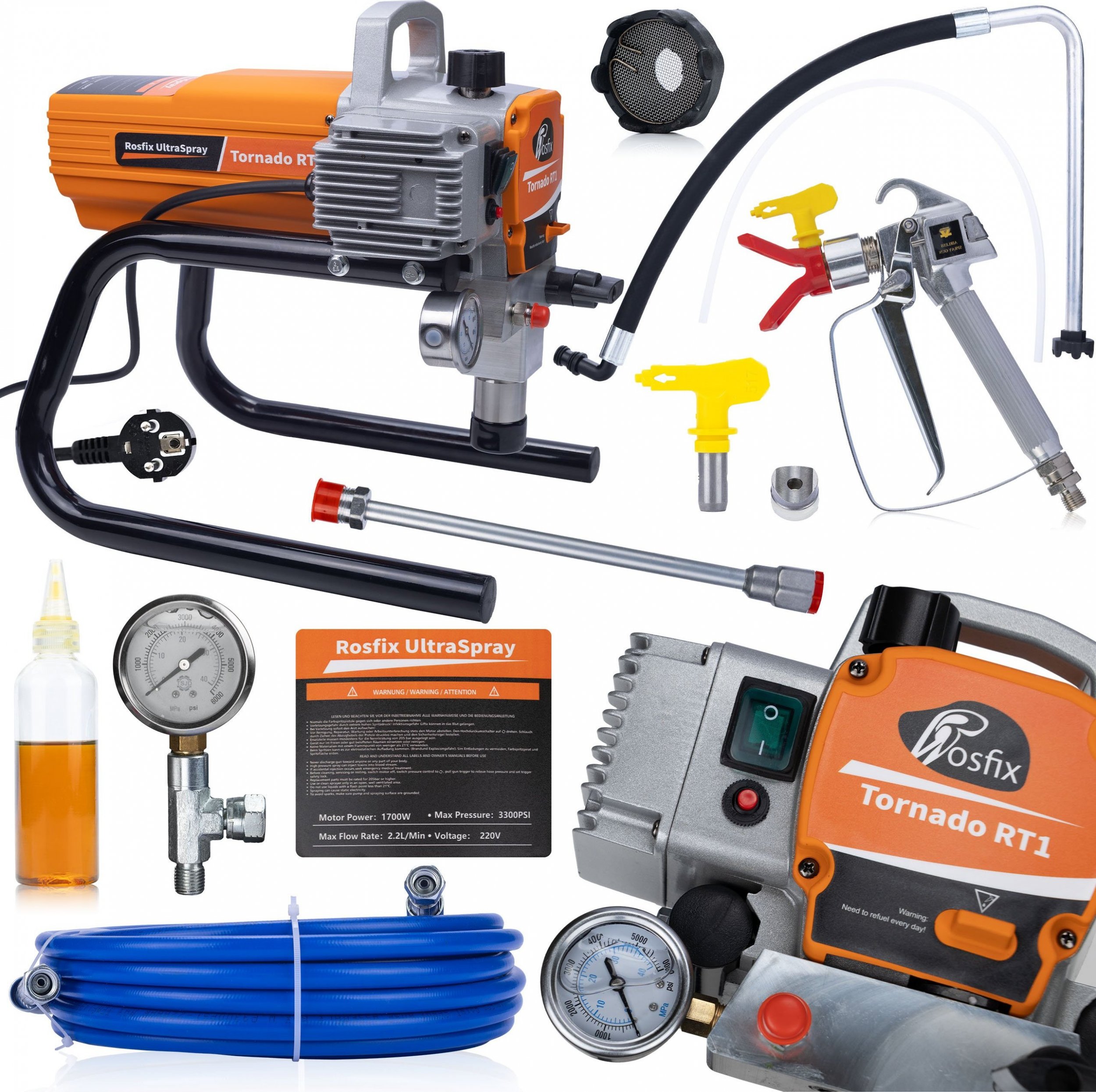 Rosfix ZESTAW AGREGAT MALARSKI HYDRODYNAMICZNY ROSFIX PISTOLET DO FARBY 1800W