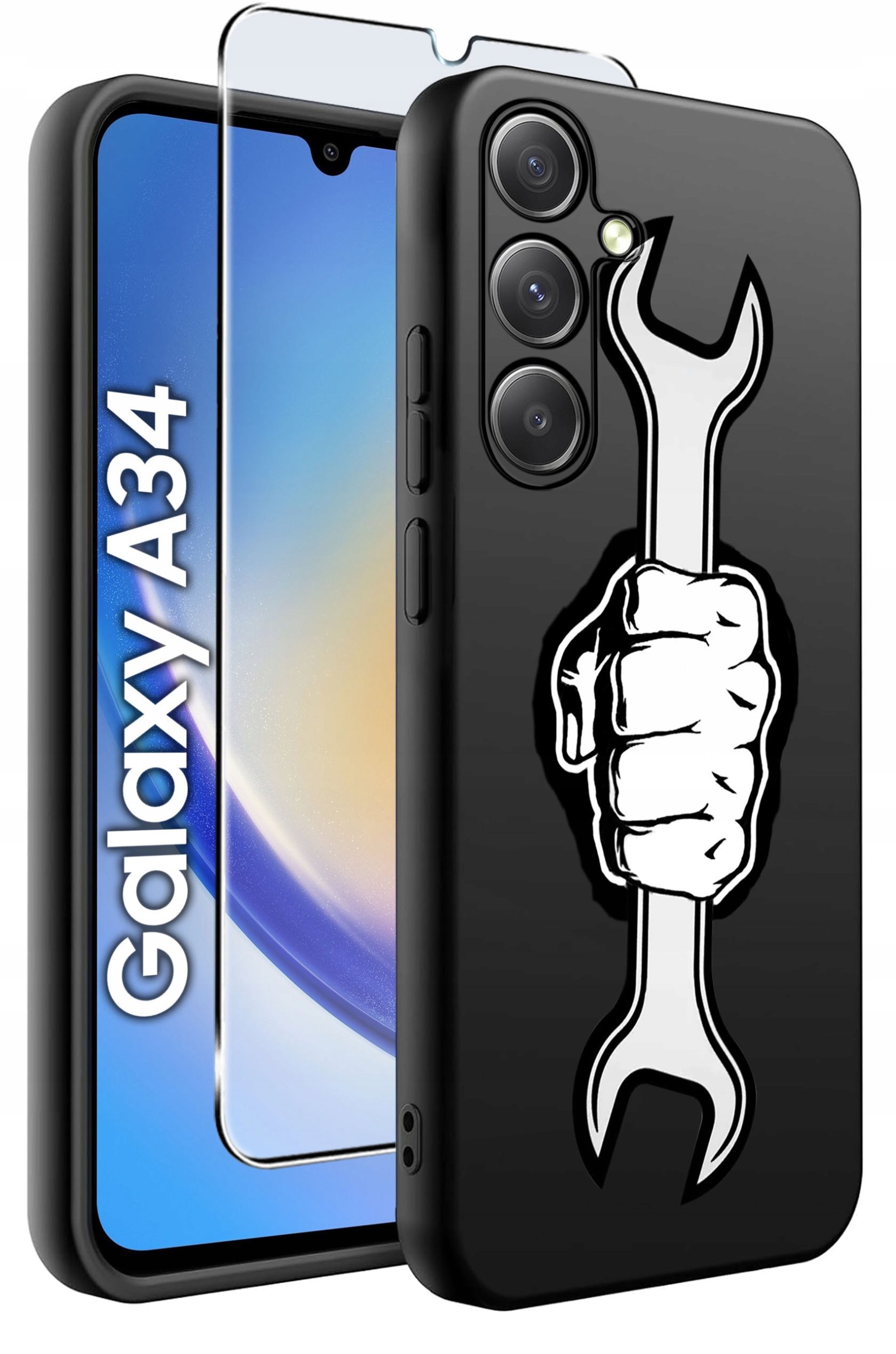 ETUI do Samsung A34 5G WZORY | SILIKONOWE MATT CASE + SZKŁO 9H