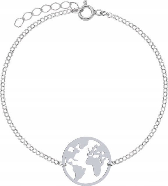 Radziszewska Jewellery Bransoletka Srebrna Kula Ziemska Mapa Świata 925 Prezent DEDYKACJA GRATIS