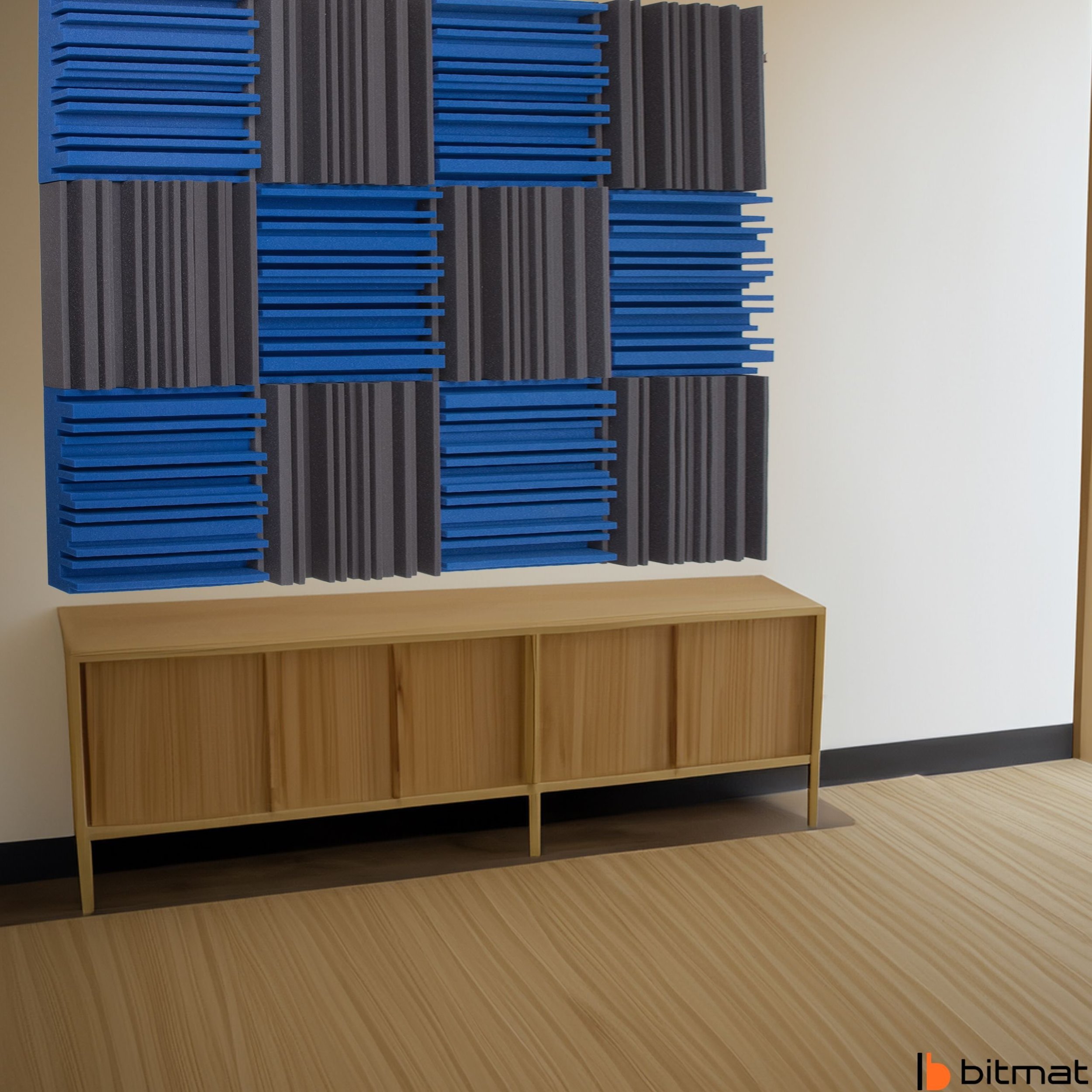12 sztuk panel akustyczny dwa kolory niebieski szary ozdoba na ścianę zestaw Bitmat 3m2