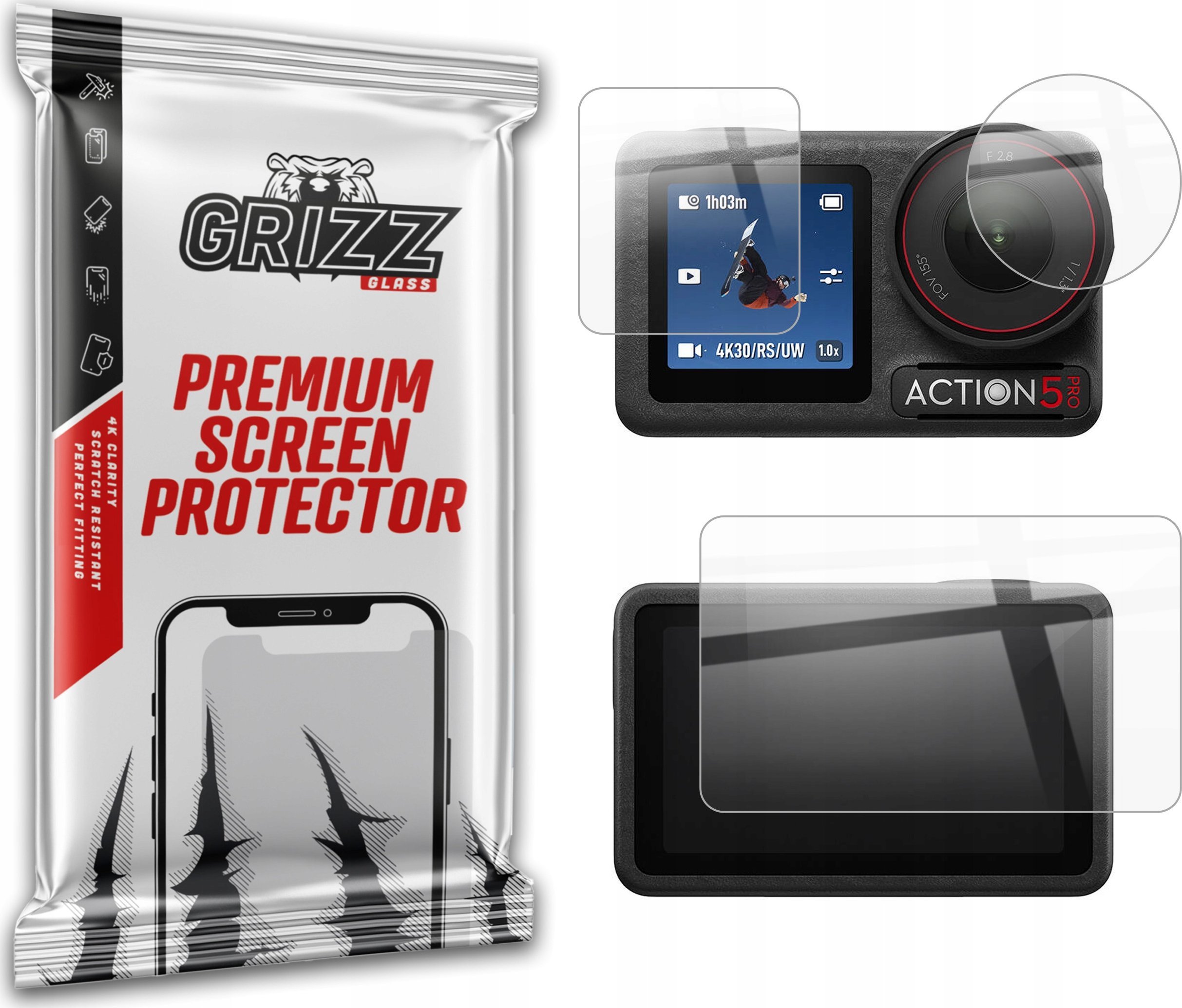 GrizzGlass Folia ceramiczna GrizzGlass CeramicFilm do DJI Osmo Action 5 Pro