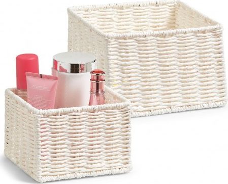 Zeller Zeller, Zestaw 2 dużych koszy do przechowywania, biały