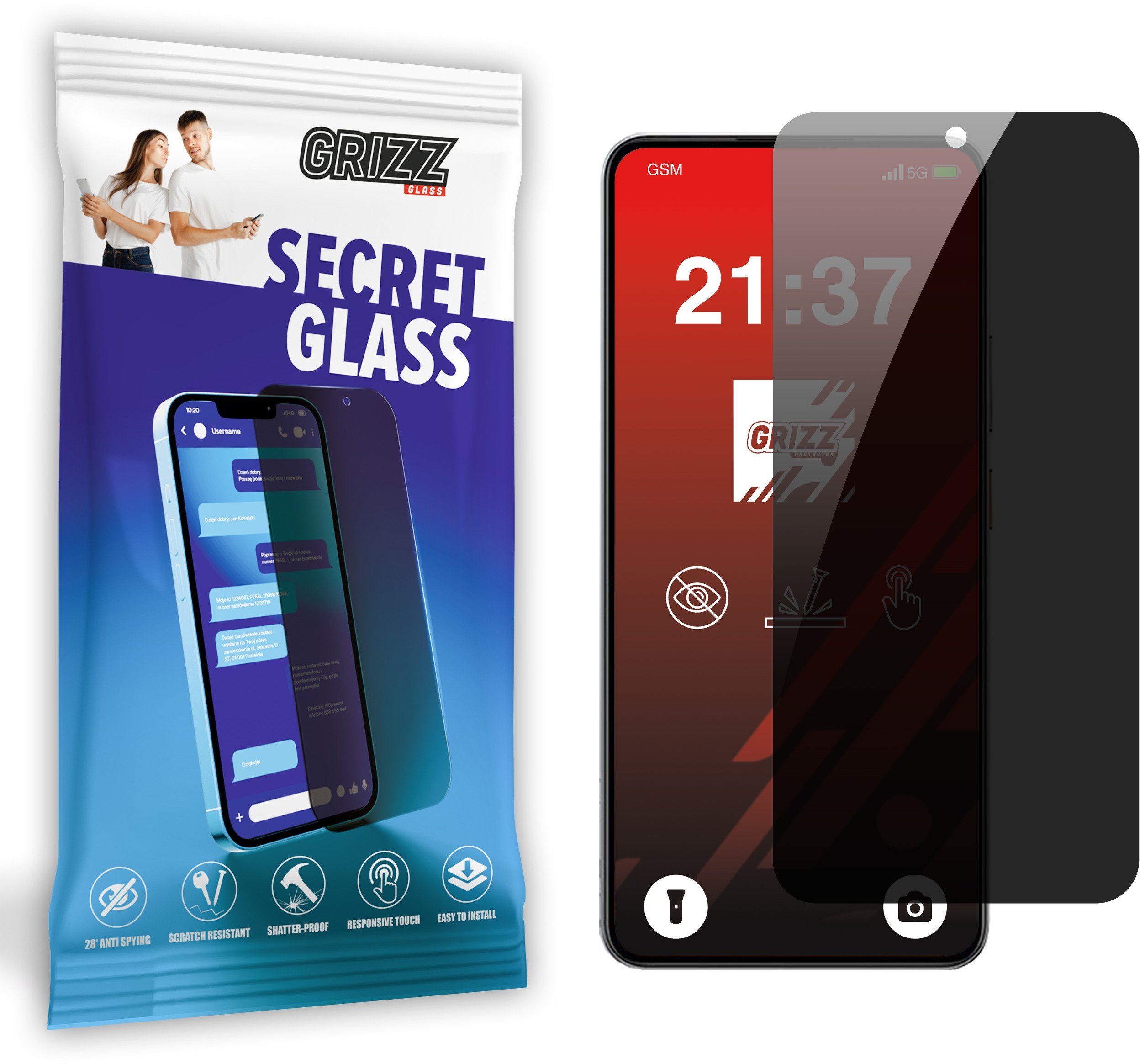 Matowe szkło prywatyzujące GrizzGlass SecretGlass do Realme Neo7x