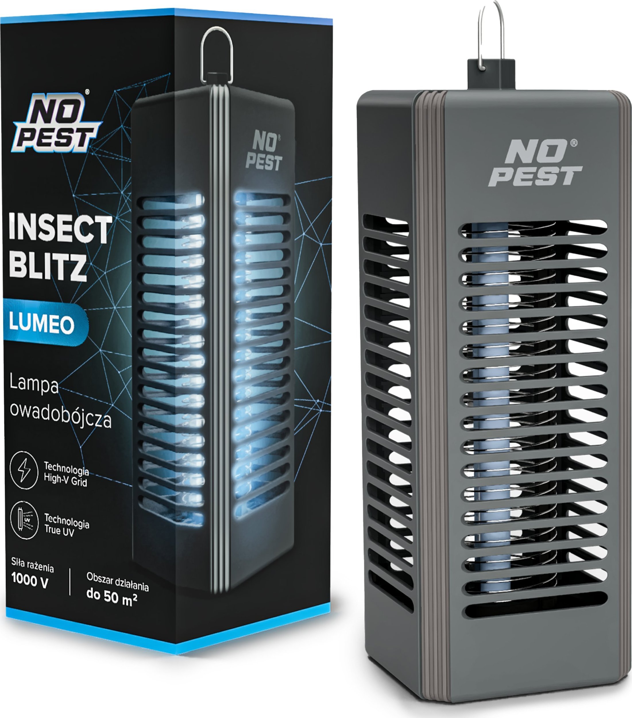 Lampa Owadobójcza UV na Komary Muchy Osy Ćmy Meszki i Inne Owady Przenośny Lampion Lampa "Insect Blitz Lumeo" w Kolorze Ciemnym